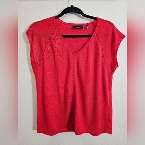 Rafaella Women's Red V-Neck Top
